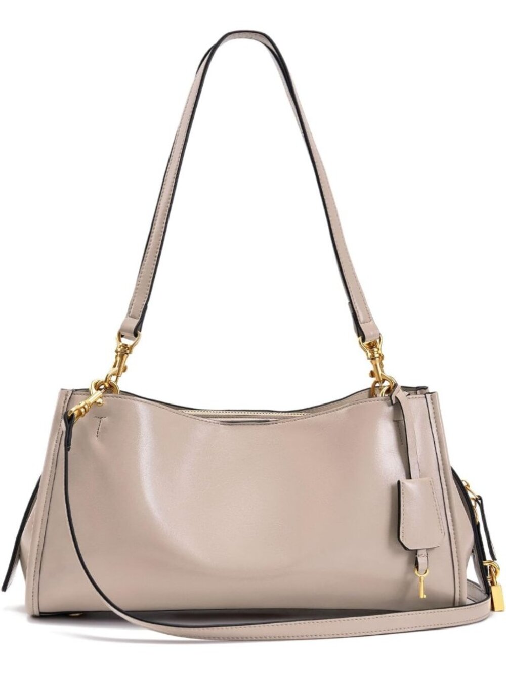 Chic Brown Faux Suede Shoulder Bag | Stylish Designer-Style Tote with Lock